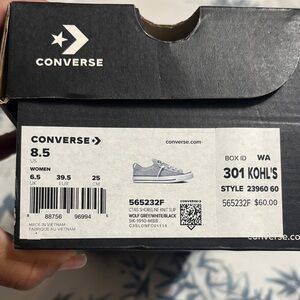 Converse Women’s Wolf Grey, Black and White Sneakers